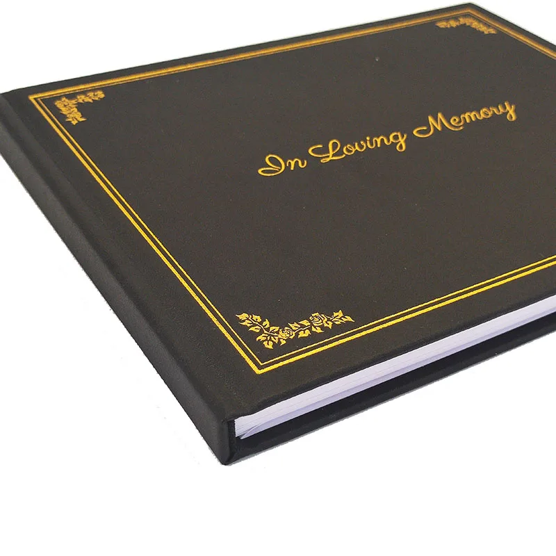 PU Cover Paper Cover Wooden Cover In Loving Memory Funeral Guest Book For Funeral Custom Printing