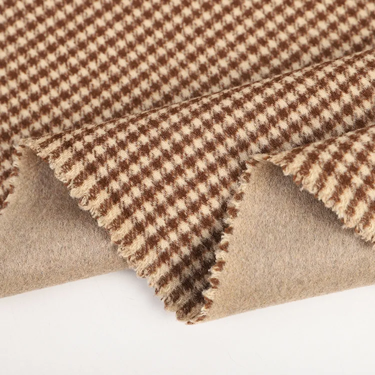 
 Недорогие готовые товары, полосатые Клетчатые Шерстяные полиэфирные мелтоновые ткани для пальто  