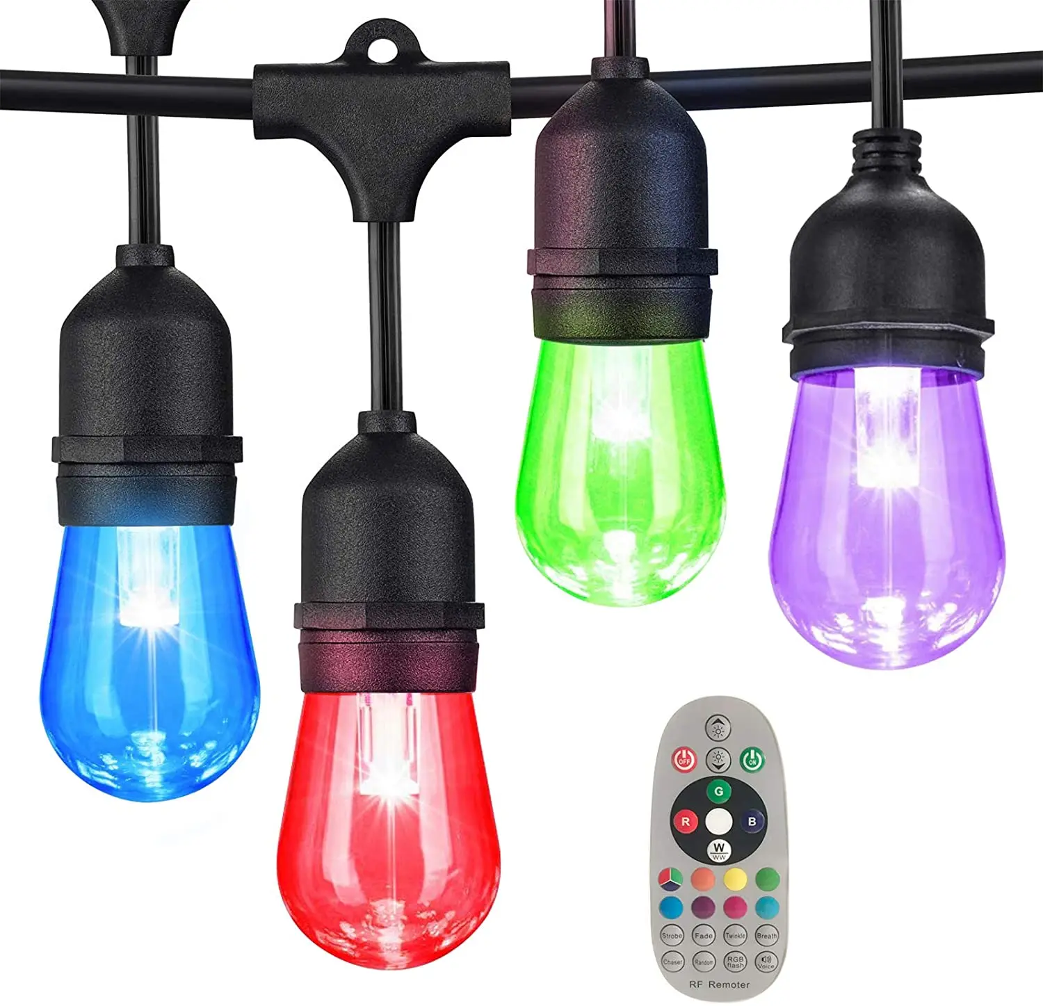 120v 220v outdoor decoration christmas lights RGB Remote Control solar LED String Light