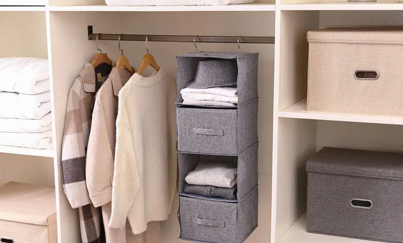 Hanging Dormitory Storage Bag Foldable clothing underwear Organizer Closet Hanging Shelf With Drawer