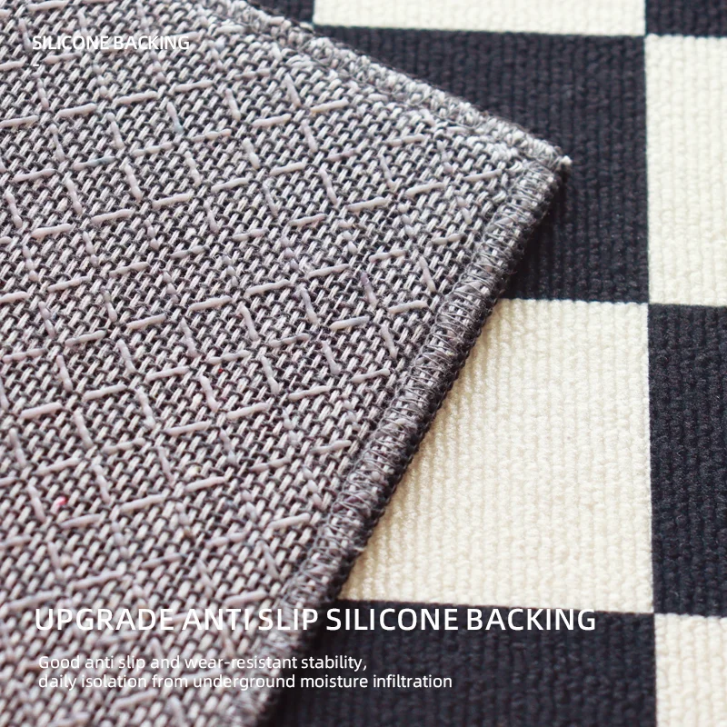 Commercial Custom Printed Black White Plaid Carpet Entrance Floor Mat Door Mat Rugs for Home Decor Hotel