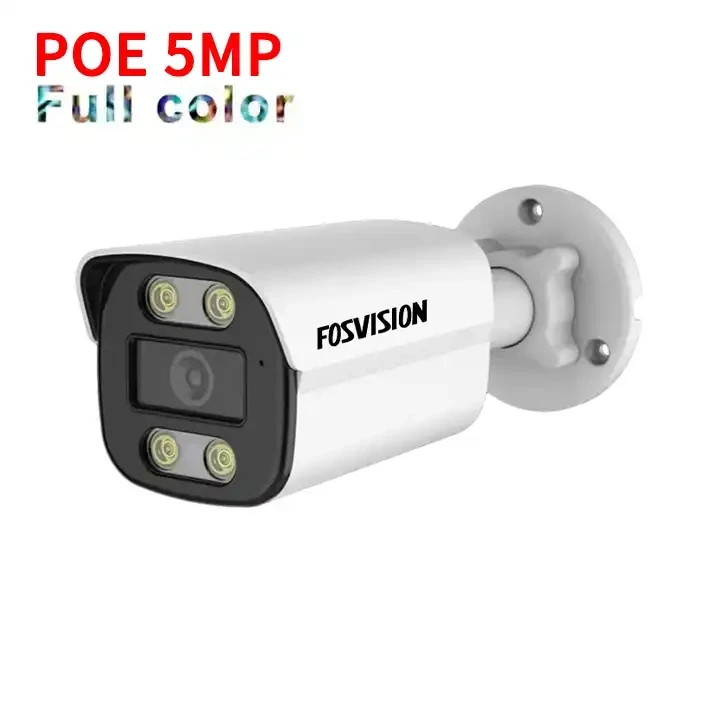Fosvision Ip Poe 5MP Camera Full Color Night Vision Camera Ir Security Outdoor Waterproof Surveillance Bullet Cctv Camera 265