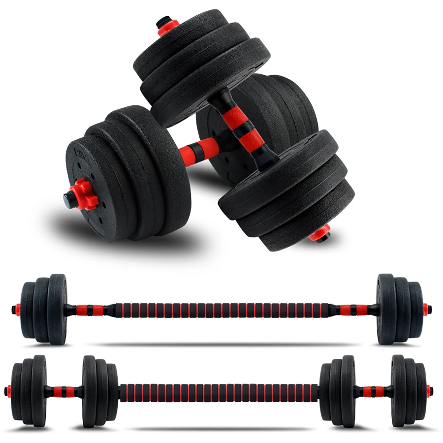 Fitness Workout Equipment for Women and Men Non-slip Handles Home Gym Training 44lbs Adjustable Free Weight Dumbbell Barbell Set