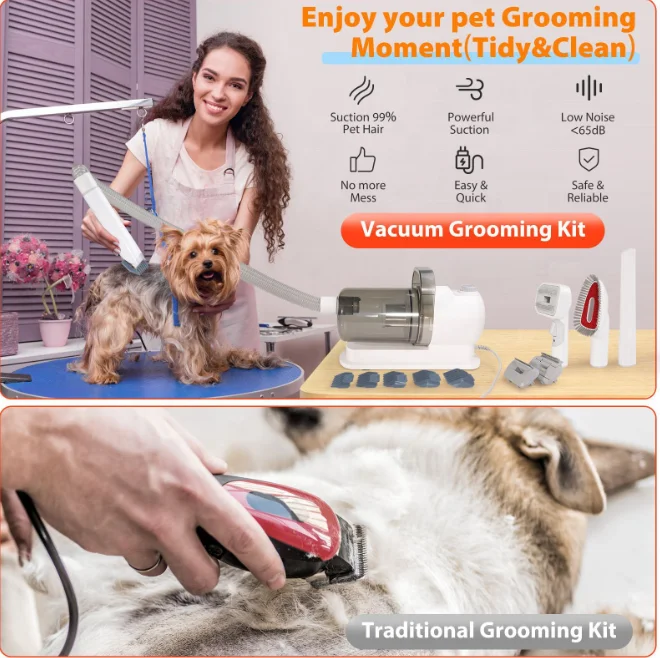 Electric Dog Kit Strong Suction Cat Dog Pets Grooming Tools Set electric pet hair comb vacuum cleaner pet hair remover block
