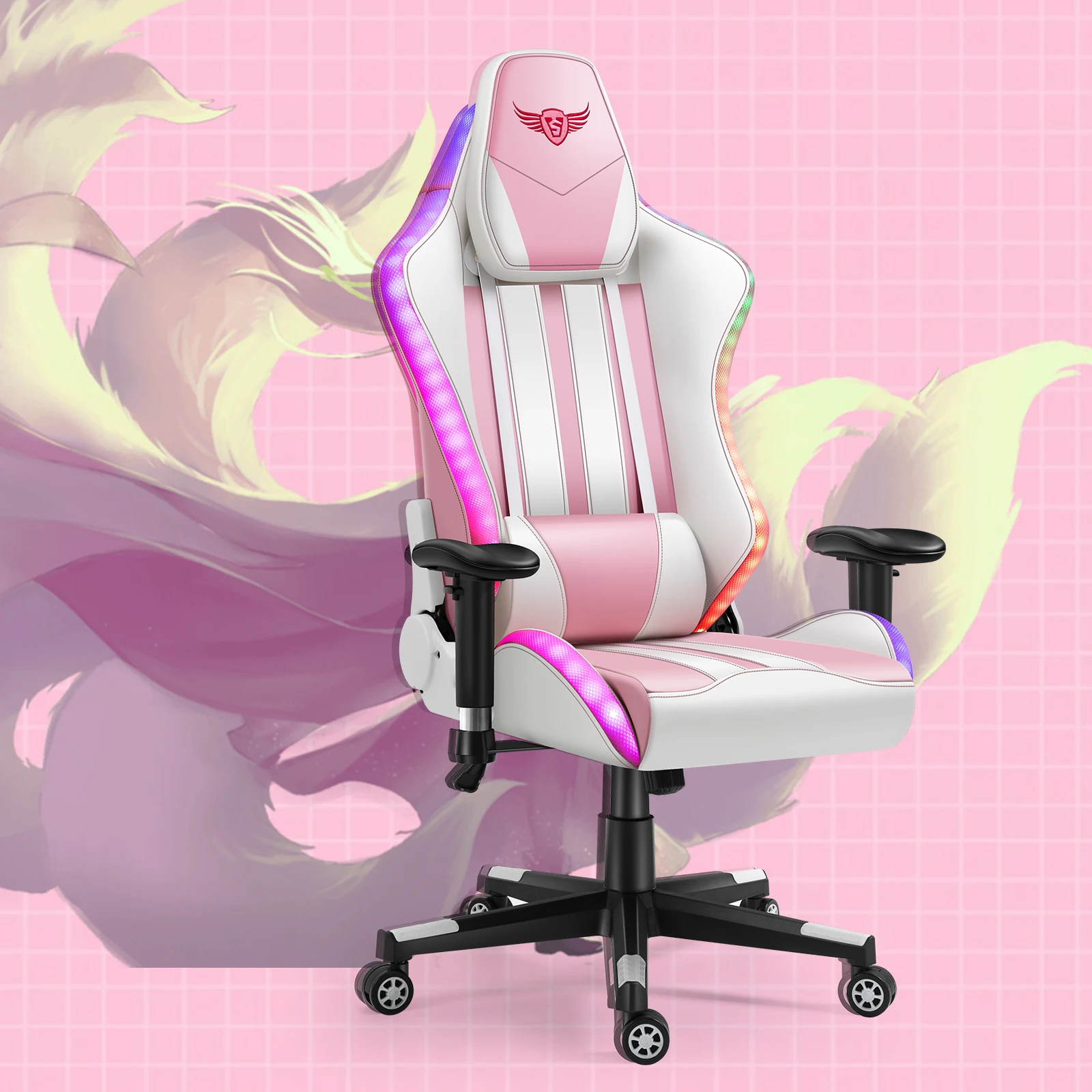 Pink gaming chair  for PC and mobile gaming  8708