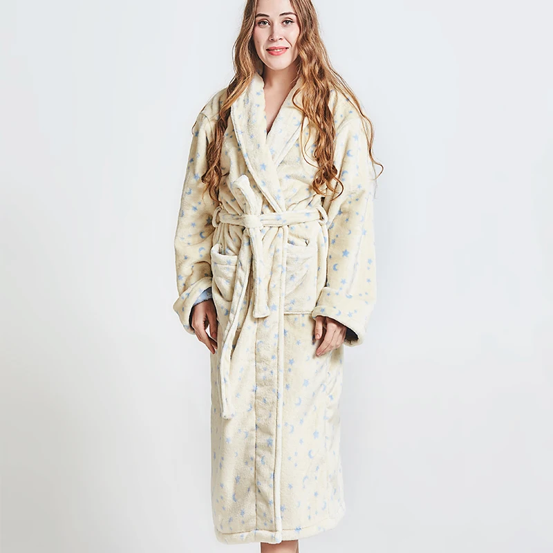 
 100% полиэстер микрофибра фланель флис дуплекс печать Халат  