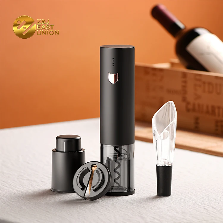 Black Gold Packaging Electric Wine Opener Set  with Electric Bottle Opener and Aerator
