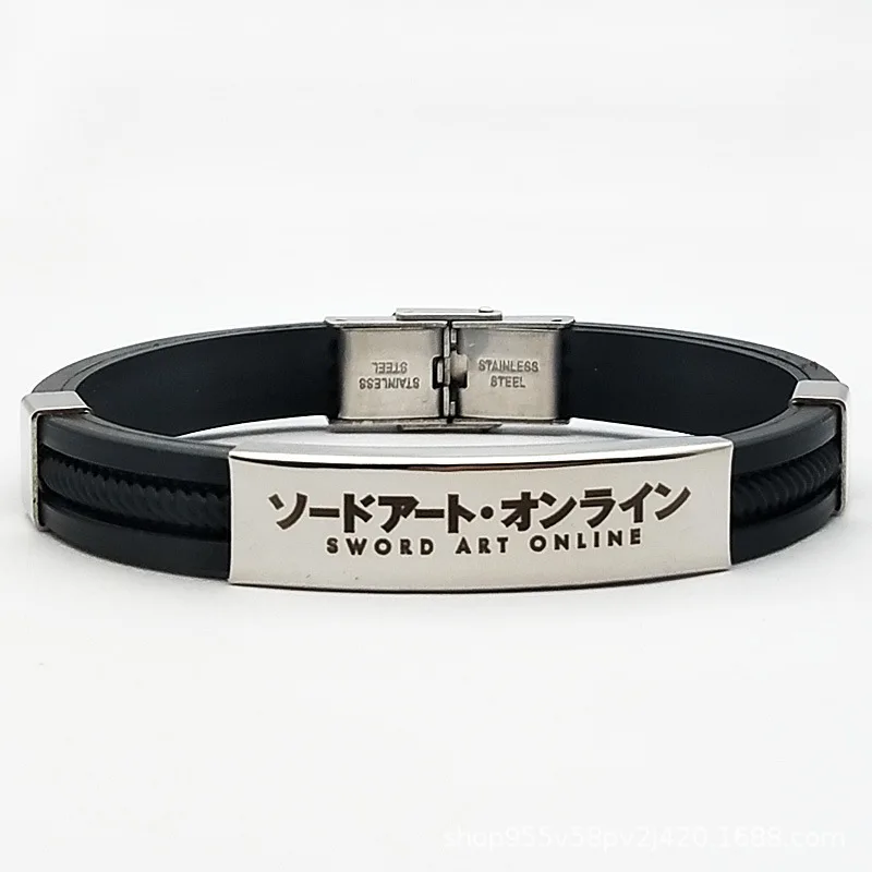 40 Designs Anime Sword Art Online Silicone Bracelet Luffy Nami Character Bangle Tokyo Ghoul Stainless Steel Adjustable Bracelet