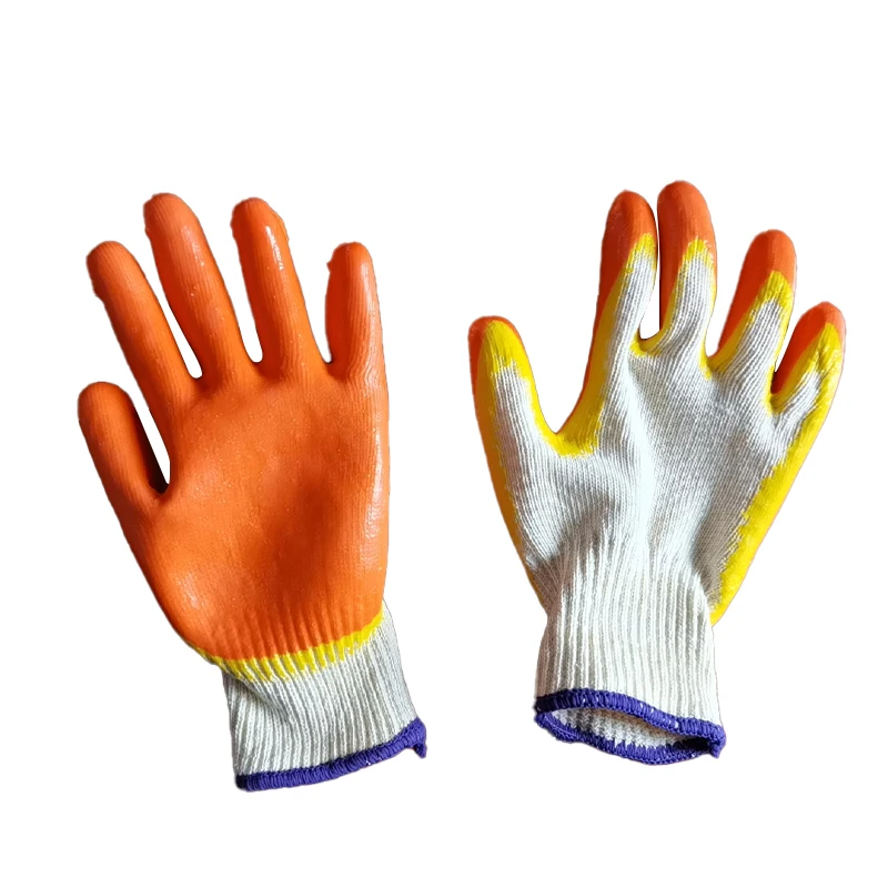 Cheap High Quality Safety Hand Protective Wholesale Yellow Latex Wrinkled Coated Gloves for Work Construction