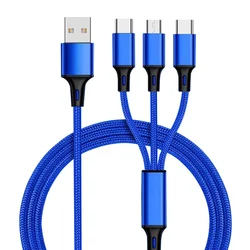 Factory Price 3 In 1 USB Charging Cable For Type-c Android Multi Cord Fast Charger Cable Mobile Phone Tablet Charging Cable