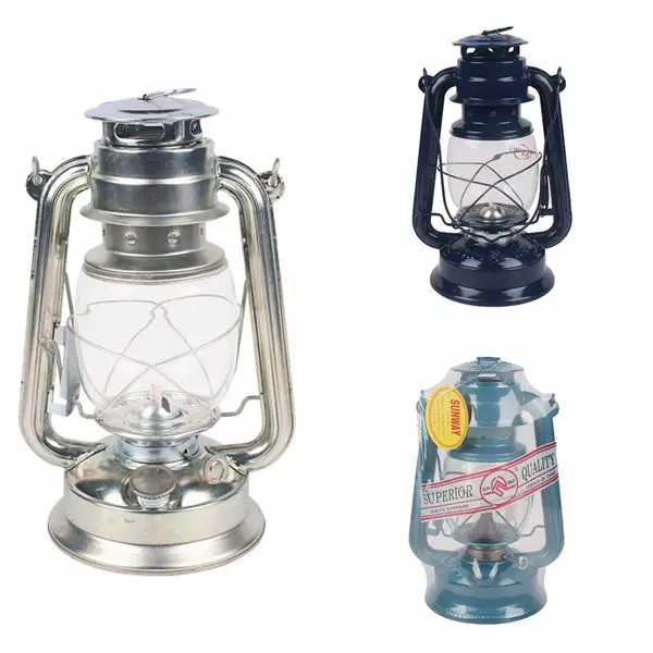 Emergency classic outdoor Camping Light decorative kerosene vintage glass metal handheld fire paraffin  oil lamp