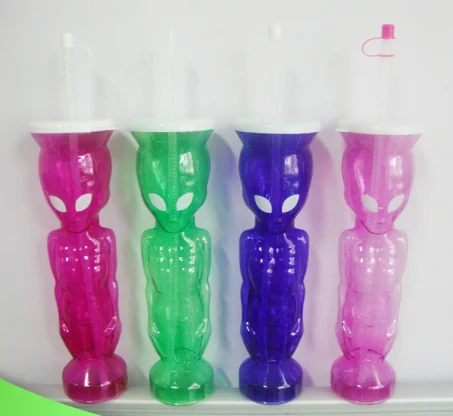 700ml/1000ml  long neck plastic containers cocteles las vegas plastic cup dispos slushy fruit infused drinks cup for event