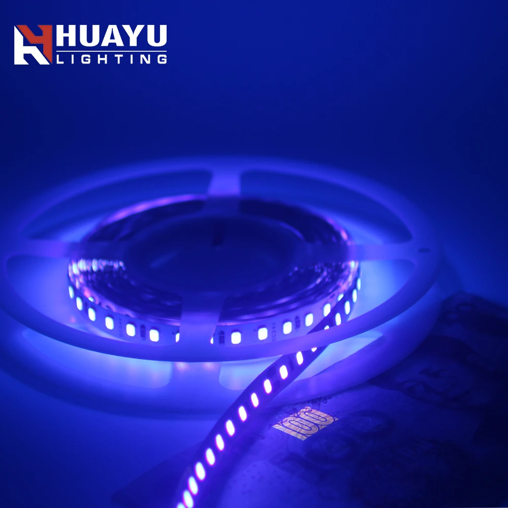 High quality led strip light 12V 24V ultraviolet 365nm 390nm-400nm 395nm UV 2835 led stripe lighting