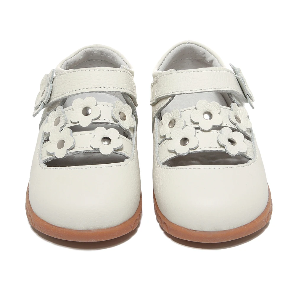 Leather Toddler baby girls kids princess shoes flower single casual ballet flat shoes