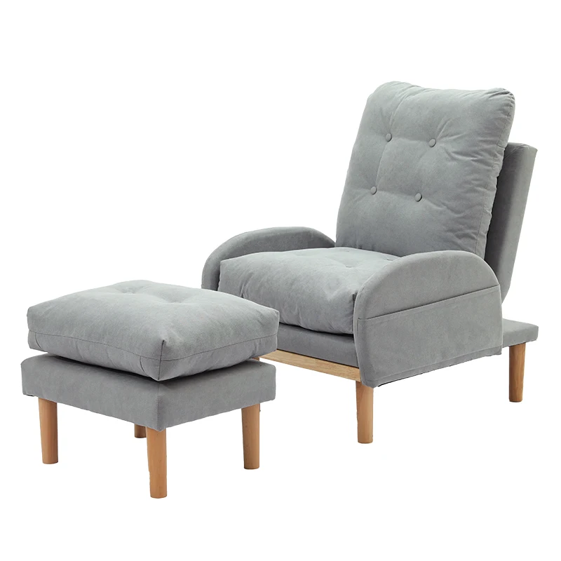 
Wooden Reclining Fabric Bed Seater Sofas Chairs Bed Seat Lounge Folding Single Sofa with Stool 