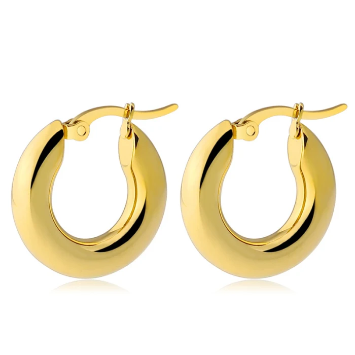 Прямая продажа с фабрики оптовая торговля золотом 18k позолоченный 5 мм гипоаллергенный не сужающийся книзу массивный из нержавеющей стали толщиной huggie серьги в виде колец для мужчин и женщин