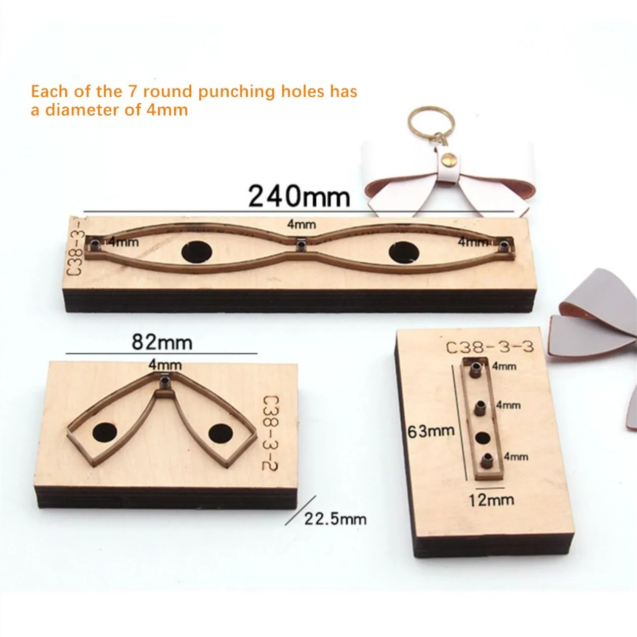 3pcs Bowknot Wooden Mold Leather Cutting Press Scrapbooking Book Leather Cutting Mold Wood die Cut Bow clicker Press