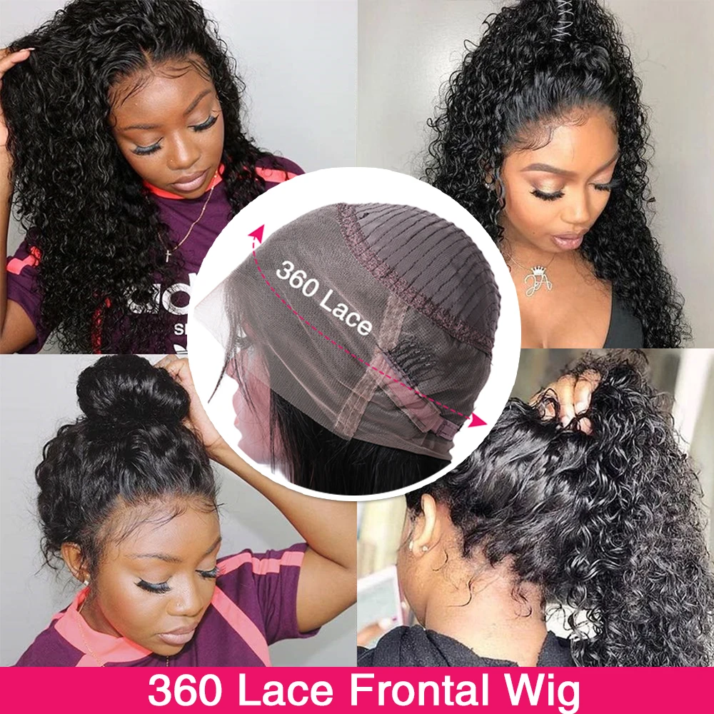 360 Lace Frontal Wigs Curly Human Hair Wigs Remy Brazilian Deep Wave Lace Front Wig for Black Women