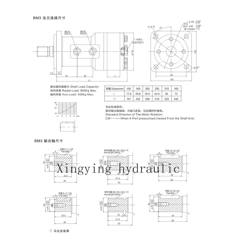 BM3-100 BM3-160 BM3-200 BM3-250 BM3-315 BM3-400 Low speed high Torque orbital Hydraulic Motor