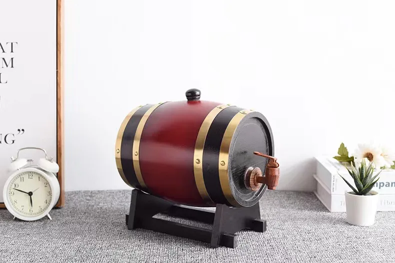 3L wine Red Oak cask Wine beer Whiskey storage decorative cask