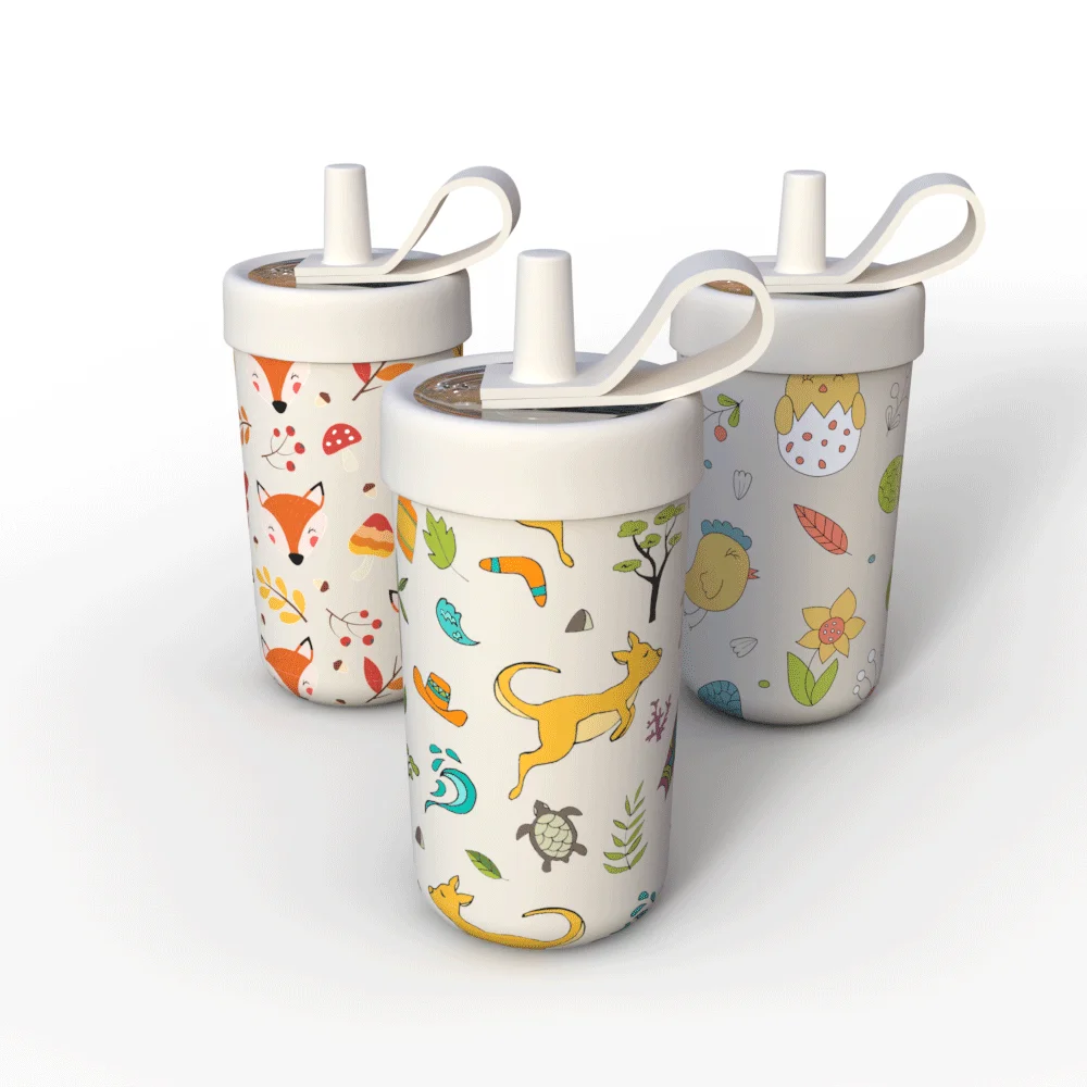 wholesale can cooler  Straw  cola  mug stainless steel silicone kids bottle straw with straight coffee mug custom insulted