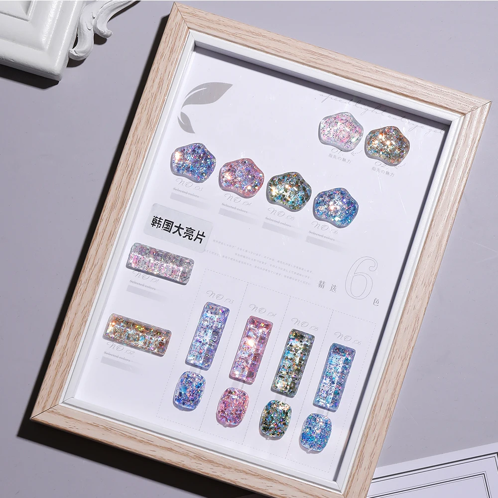 Wholesale finger nail art UV gel polish glitter sets 15 ML 8 bottle glue on nails color UV gel nail polish