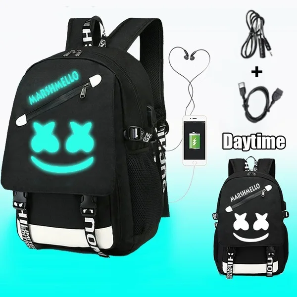 Fashion glow in the dark design nylon hip hop travelling backpack bag