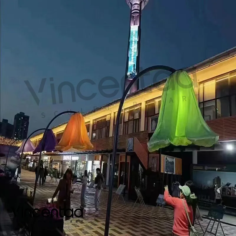Vincentaa Pop Art Air-mode Induction Flower Automatic Opening And Closing Flower Sculpture Outdoor Modern Art Sculpture