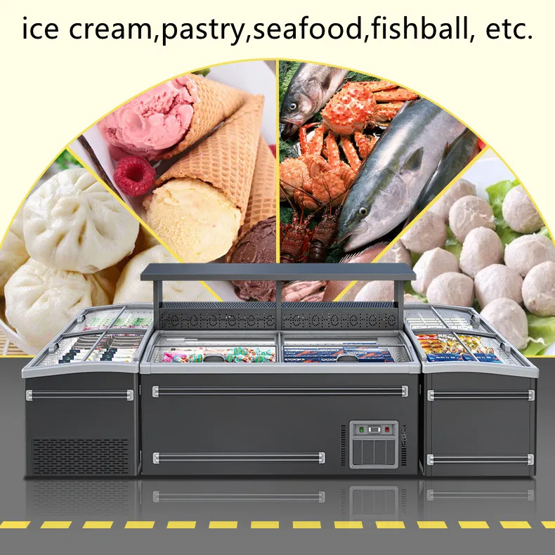 1000L Single-Temperature Supermarket Refrigerator and Freezer Showcase Open Island Freezer Used in Supermarkets