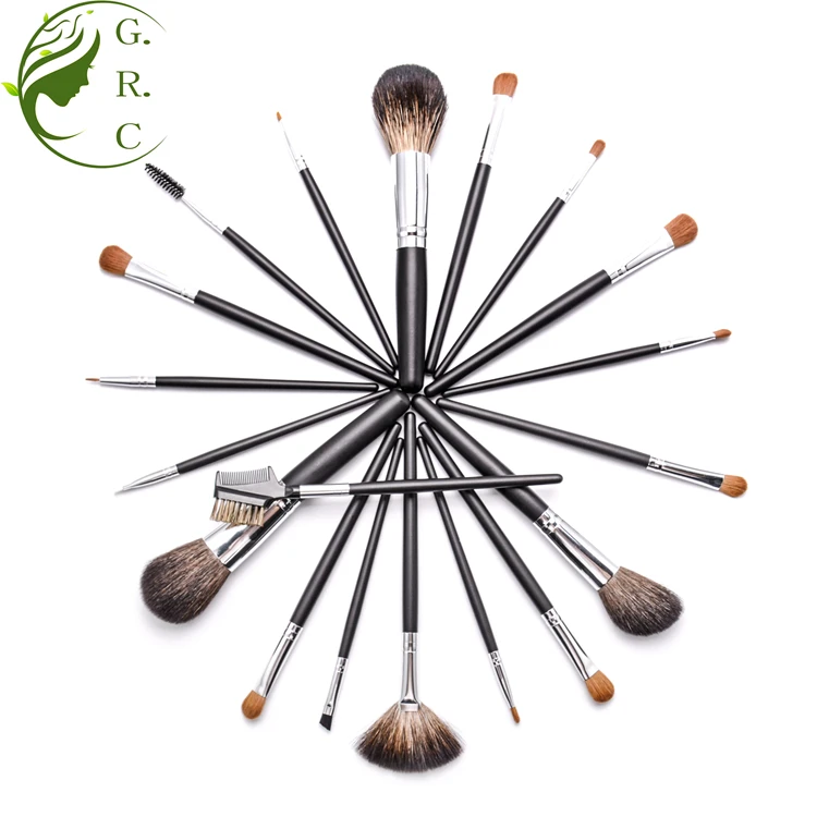 Beauty Tools Kit 19 Pcs Black High Quality Professional Soft Camel Horse Mink Donkey Animal Synthetic Hair Lip Make Up Brush Set