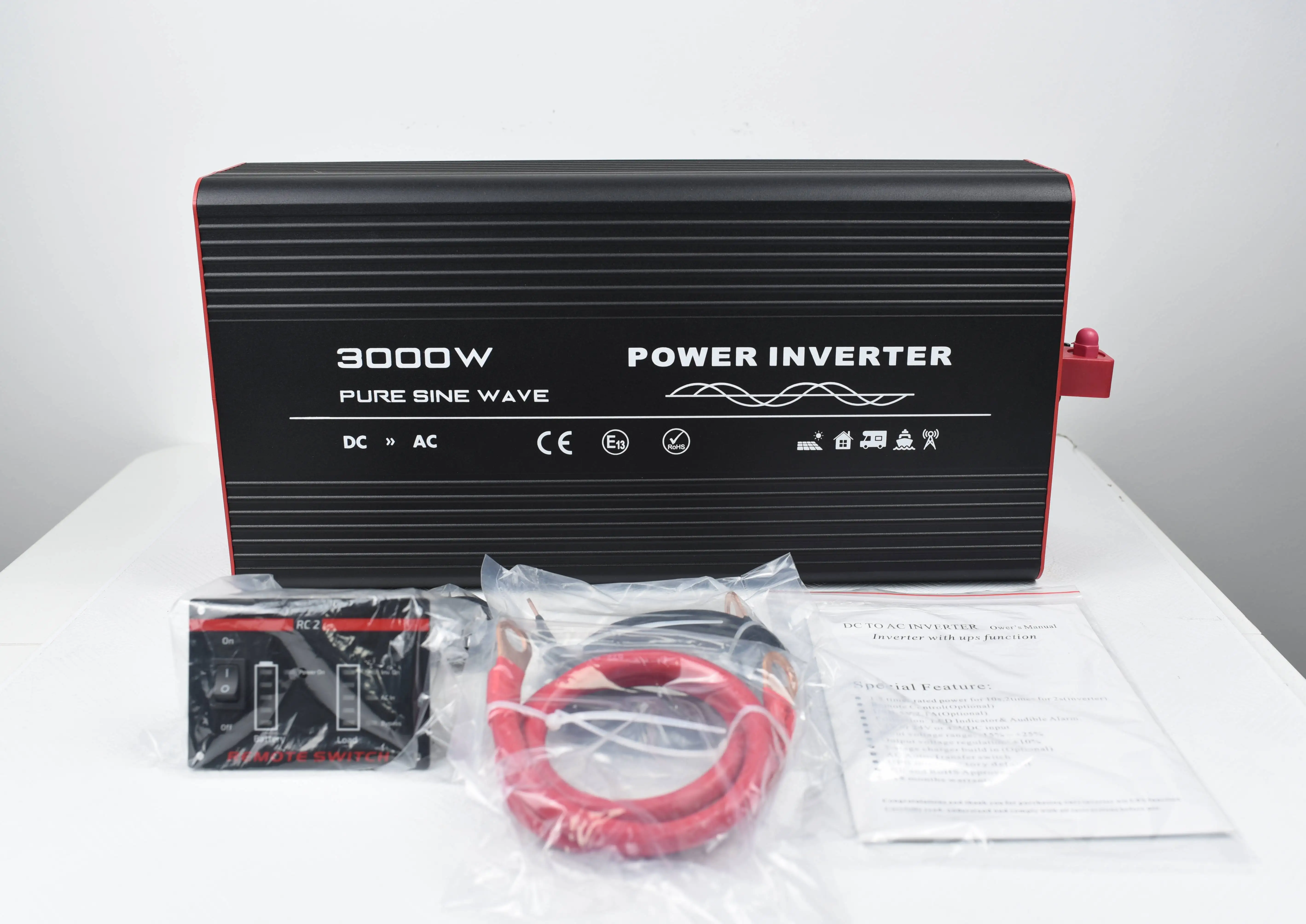 RCD Inverter 3000W Pure Sine Wave DC 12V/24V To AC 220V/230V/240V With Bypass/Mains Function Specialized For RV Vehicle 4WD