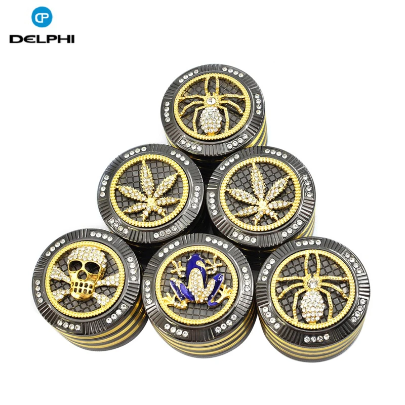 
New Arrival 50mm 4 Layer Crusher Weed Grinder Diamond Design Insect Small Animal Frog Herb Grinder Tobacco Grinder Smoking Tools 