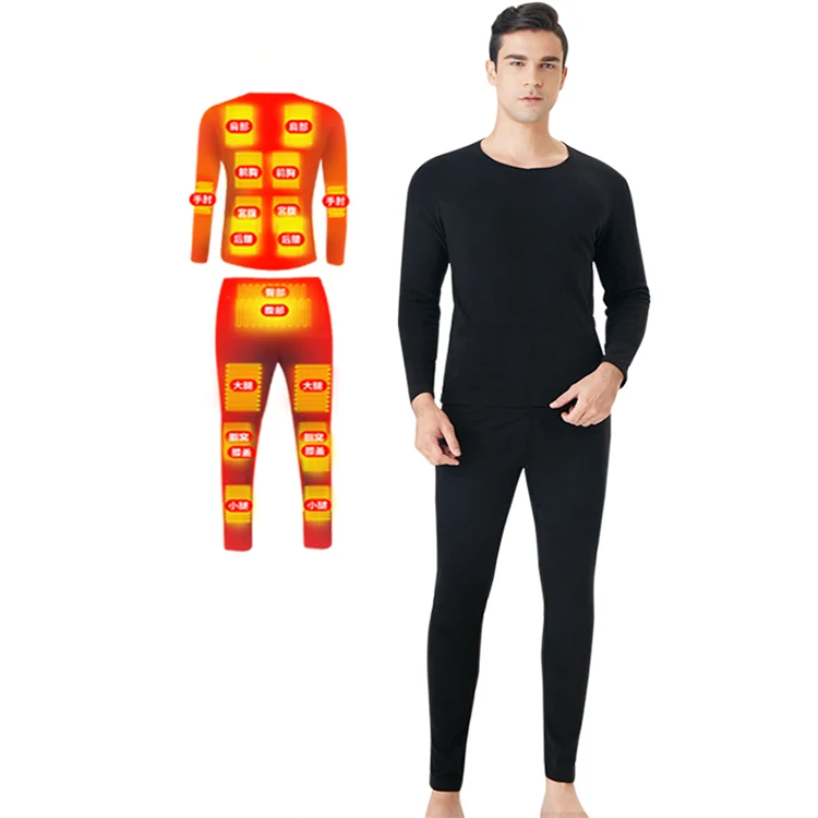 Custom Winter Washable sliver fox wool inner knitting underwear long shirt thermal heated underwear suit