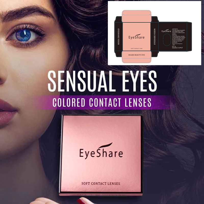 Eyeshare Free Design Custom Eye Lens Packing Box Colored Contact Lenses Wholesale Personal Brand Lentes De Contacto Paper Box