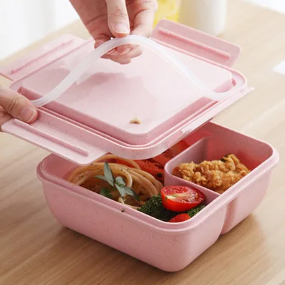Microwavable Bento Boxs  Wheat Straw Lunch Box for Kids Portable Lunch Box Tiffin
