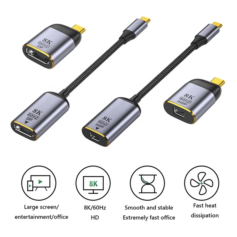 Kabel USB C Type C To DP Displayport Display Port Adapter Kablo Cables 8K 1.4 USB-C To Mini Displayport Multi-Function Adapter