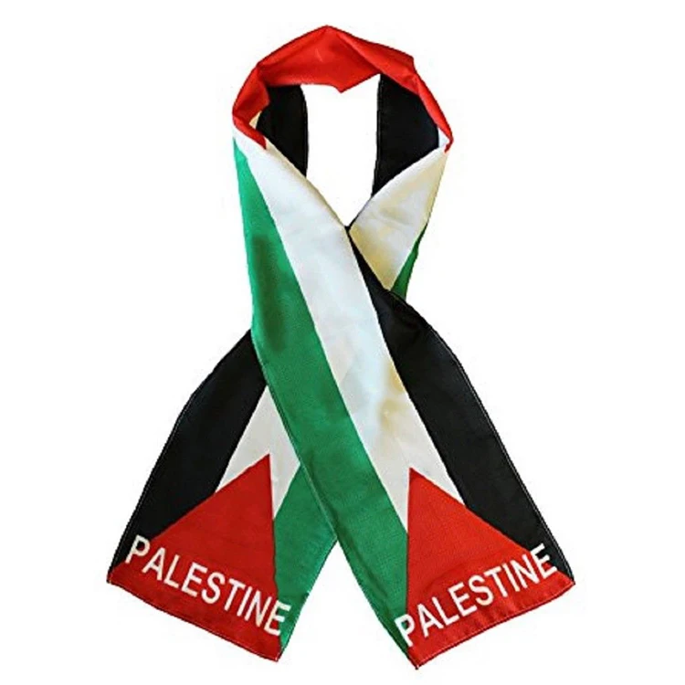 Hot Selling Custom Design Size 100% Polyester Double Side Satin National Palestine Scarf flag