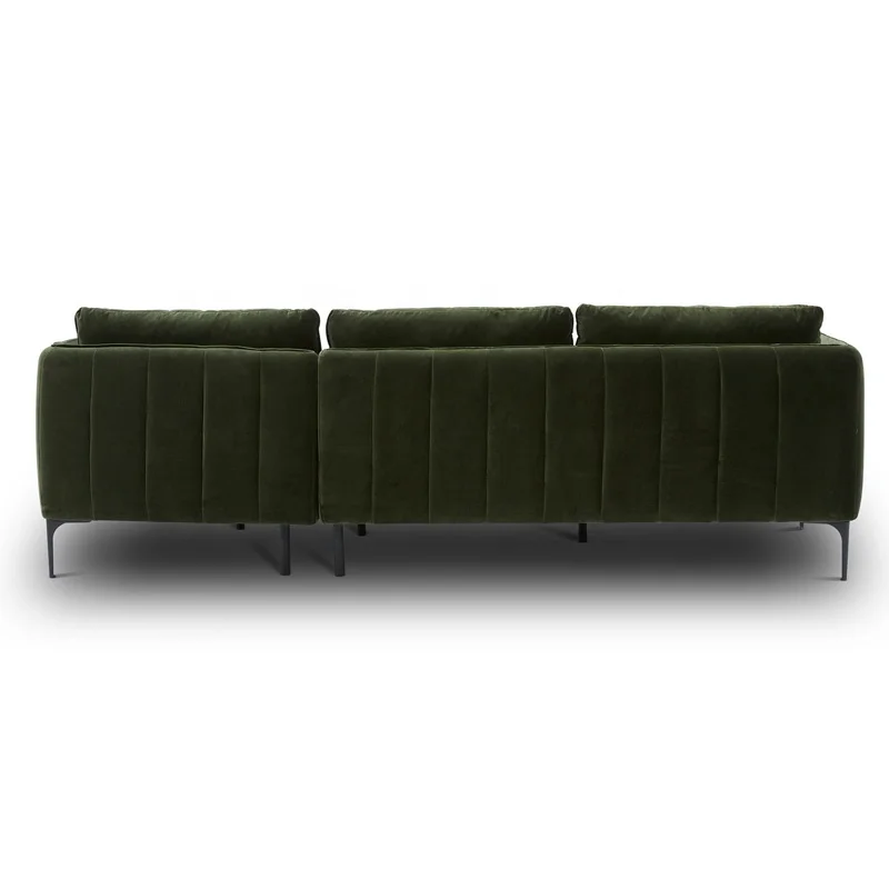 Upholstery Modern Velvet Living Room Couch with Chaise 2-Piece Set L-Shape Corner Sofa Green Home Furniture Living Room Sofas