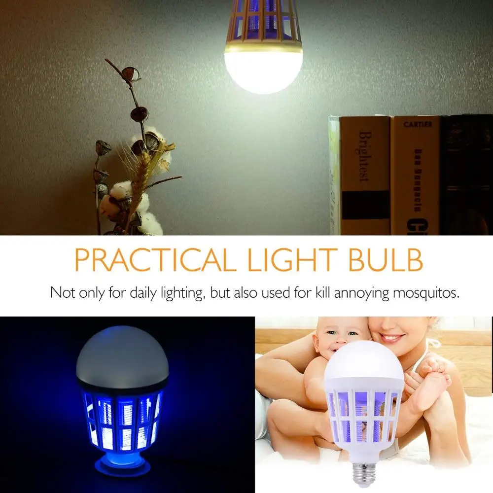 
Bug Zappers Light Bulb 2 in 1 Mosquito Killer Lamp E26/E27 Light Bulb 