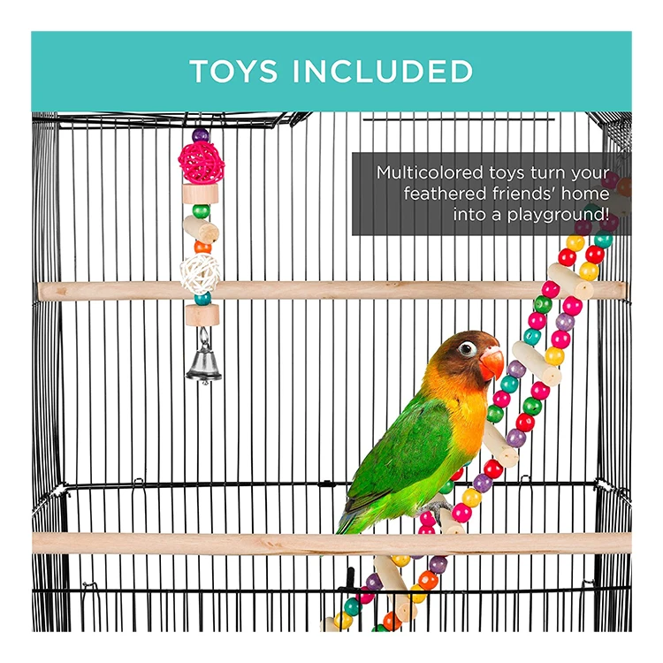 Indoor Outdoor Iron Bird Cage for Medium Parrot Lovebird Finch Parakeets Cockatiel With Removable Tray