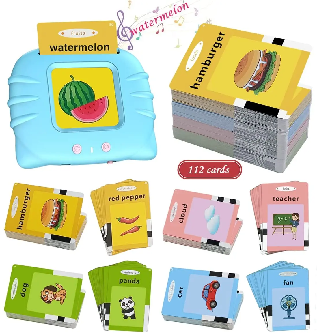Talking Flash Cards for Toddlers Rechargeable Educational Learning Toys Flashcards Baby Kids Toys