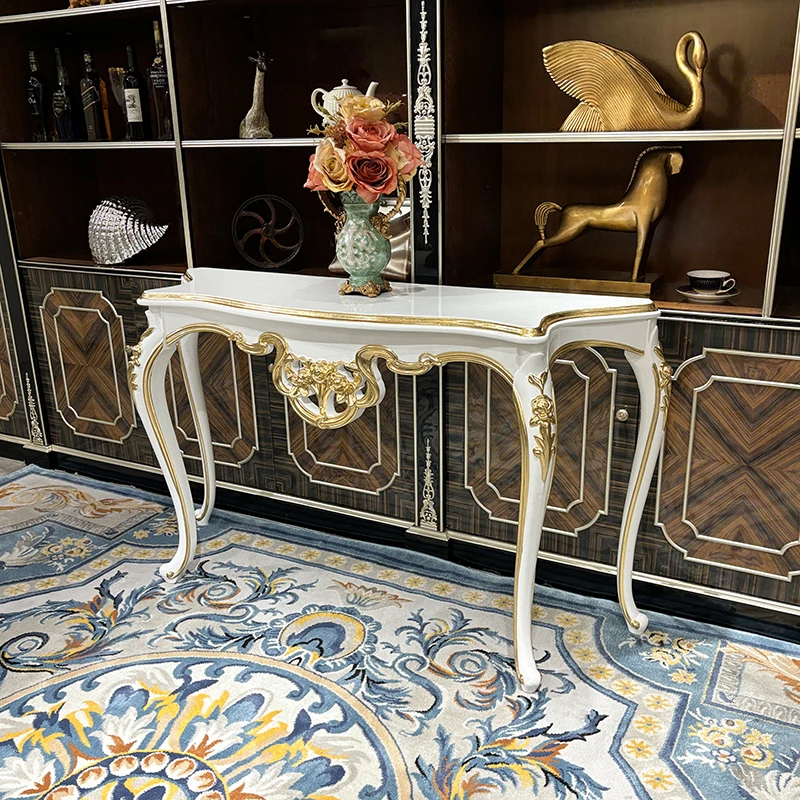 MO LAN French solid wood porch table European luxury living room porch table against the wall of the home shelf