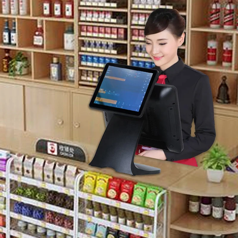 Двойной 15 дюймов сенсорный экран POS кассовый аппарат для ЖК-монитор с сенсорным дисплеем емкостный сенсорный монитор сердечного ритма двойной экран POS системы