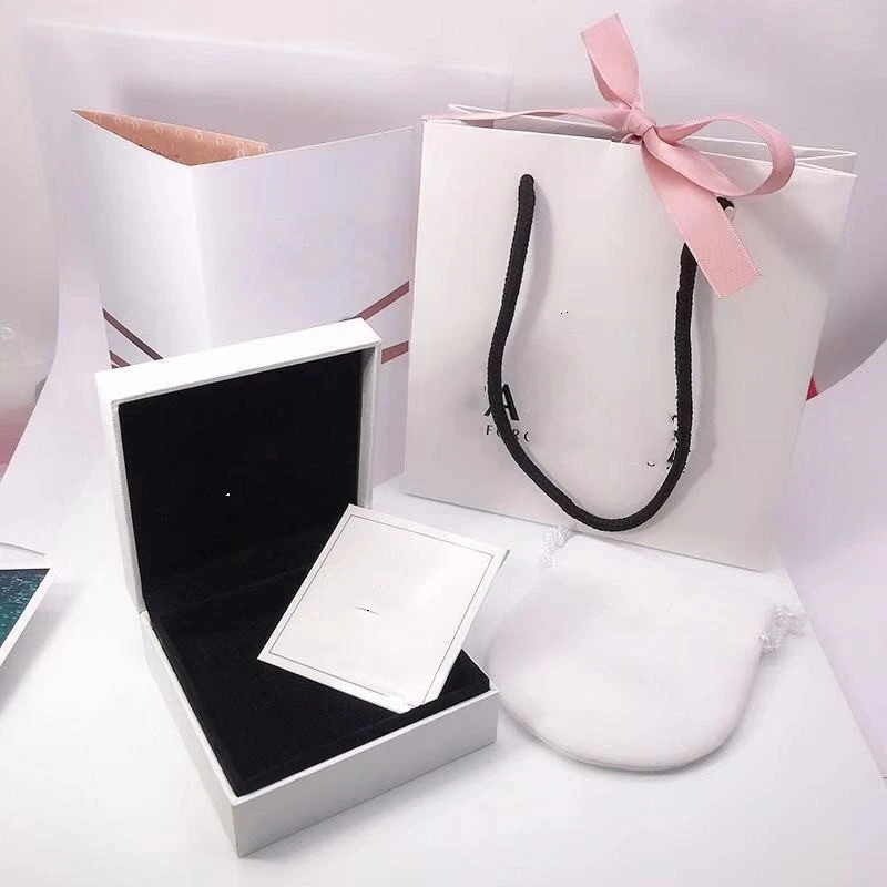 Famous Branded Luxury Box Set For Touses For Pandora Jewelry Accessories Package Box Collection Has Logo Paper Cloth Bag Card