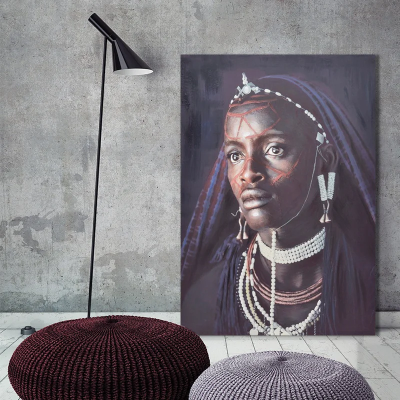 Customized Canvas Wall Art African Black Women Artwork 70X100X3cm