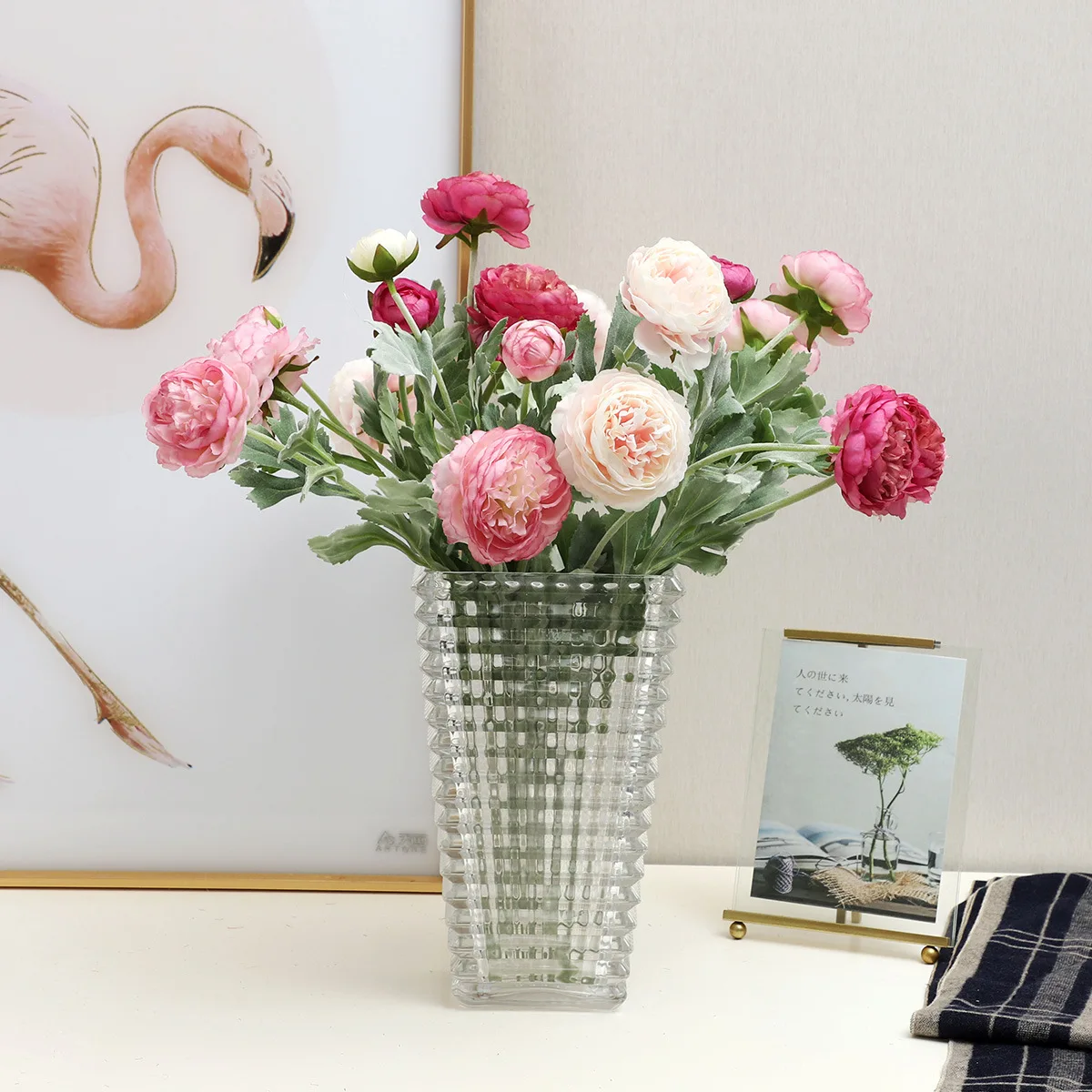 Hot Selling  Artificial White Silk 3Head Lulian Rose Flower For Home Wedding Decoration