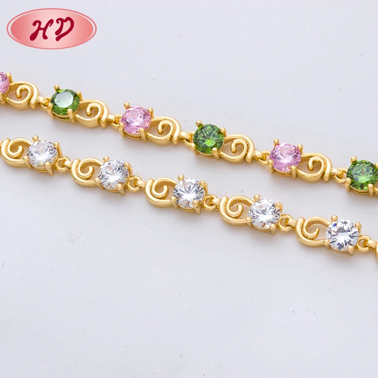 
Hot Sale Anniversary 13G 18K Fashion Jewelry White Crystal Charm Bracelet Women 