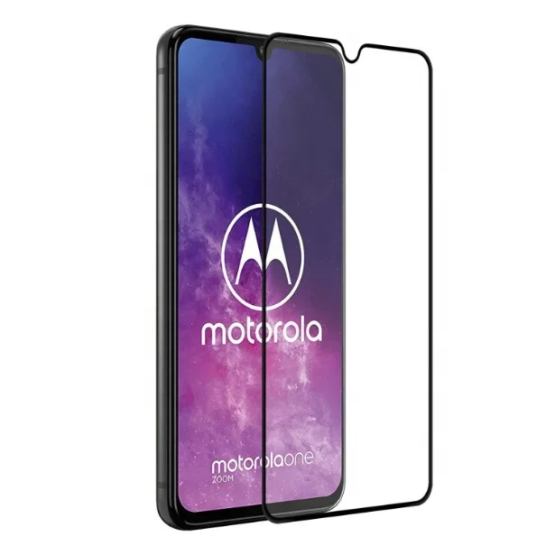 
 Прозрачное закаленное стекло с полным покрытием для защиты экрана Moto One Zoom  