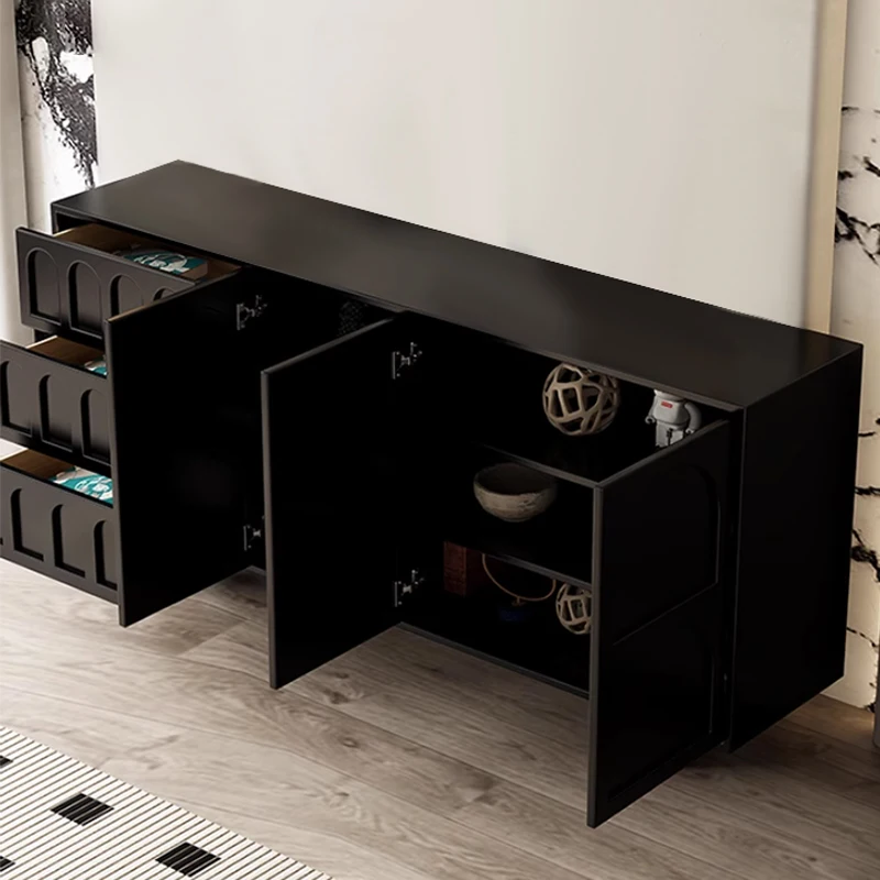 SUKE French style cream cabinet buffet foyer entrance cabinet open large capacity stainless steel living room furniture