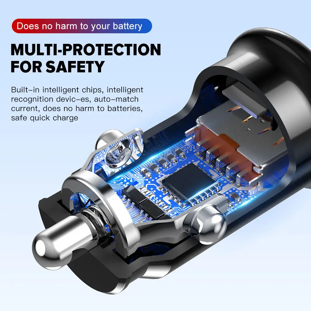 PD 20w QC 18w car charger fast charging 3.0 qc dual port usb c mobile phone guangdong car charger